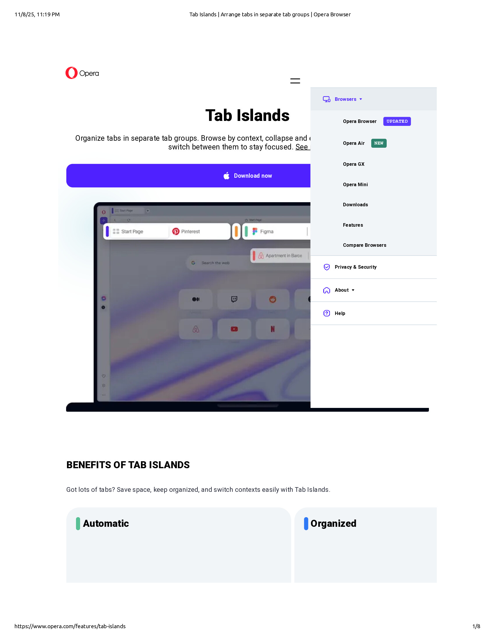 Native browser print preview